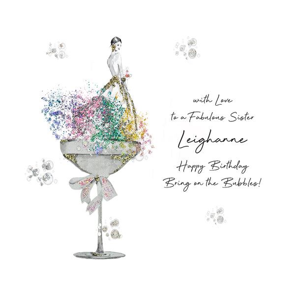 With Love to a Fabulous Sister, Happy Birthday Bring on the Bubbles! (Lady Coupe)