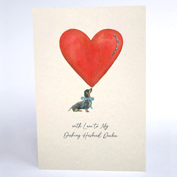 With Love to My Dashing Husband (Daschund Heart)