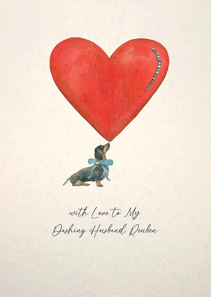 With Love to My Dashing Husband (Daschund Heart)