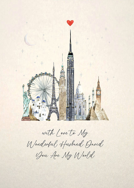 With Love to My Wonderful Husband You Are My World (World Monuments)