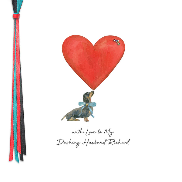 With Love to My Dashing Husband (Daschund Heart)