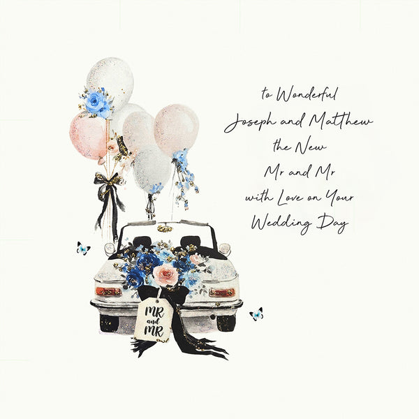 To the New Mr and Mr with Love on Your Wedding Day (Wedding Car)