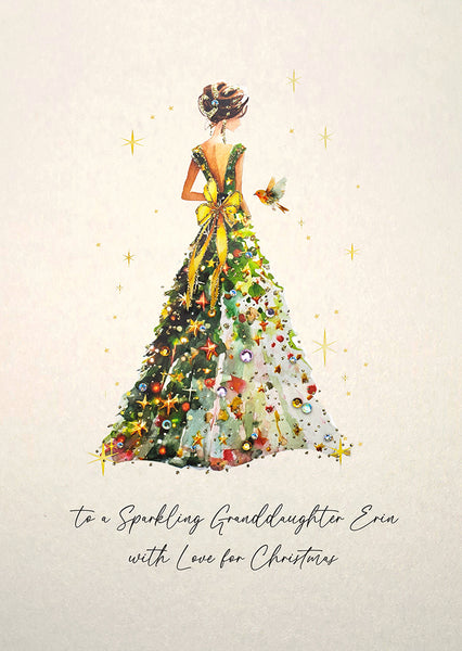 to a Sparkling Granddaughter with Love for Christmas (Lady Christmas Dress)