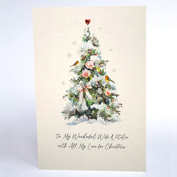 to My Wonderful Wife with All My Love for Christmas (Christmas Tree Robins)