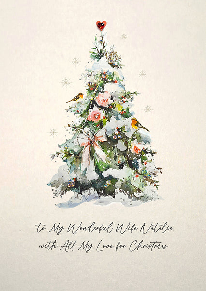 to My Wonderful Wife with All My Love for Christmas (Christmas Tree Robins)