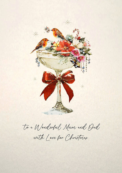 to a Wonderful Mum & Dad with Love for Christmas (Robins Coupe)