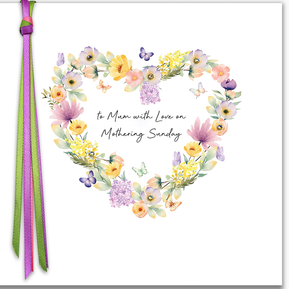 To Mum with Love on Mothering Sunday (Heart Wreath)