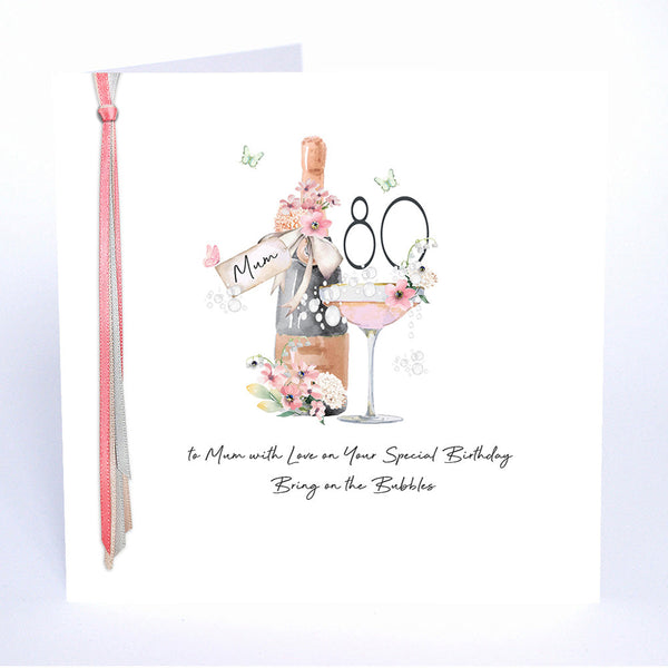 80 To Mum With Love On Your Special Birthday Bring On The Bubbles