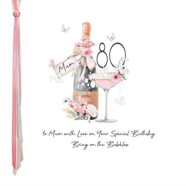 80 To Mum With Love On Your Special Birthday Bring On The Bubbles