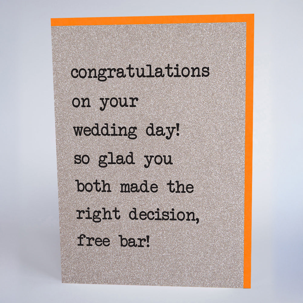 Congratulations on Your Wedding Day - Free Bar!