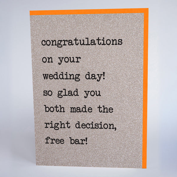 Congratulations on Your Wedding Day - Free Bar!