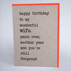 Happy Birthday to My Wonderful Wife. Panic Over...
